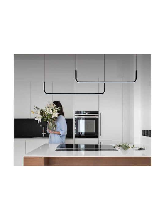 Zambelis Lights Κρεμαστό Φωτιστικό Μαύρο LED με Θερμό Λευκό Φως Ράγα 120x7x220εκ.