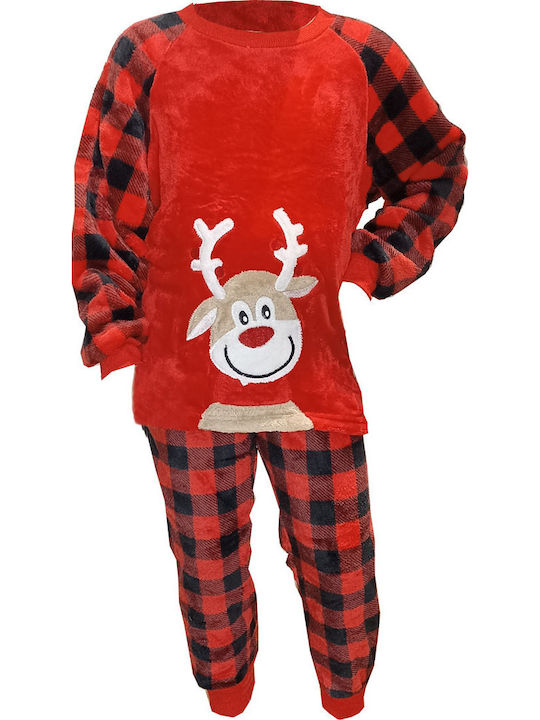 Join Pijama pentru copii De iarnă Catifelată Roșie