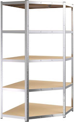 vidaXL Galvanized Angled Dexion with 5 Wooden Shelves L90xD90xH200cm