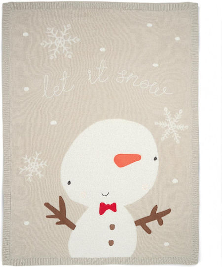 Mamas & Papas Одеяло Детски пелени за пелени Xmas Snowman Плетено Бежов 70x90см.