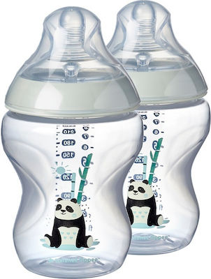 Tommee Tippee Plastic Bottle Set Closer To Nature Anti-Colic with Silicone Nipple for 0+, 0+ m, months Pip the Panda 260ml 2pcs