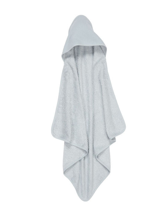 Little Dutch Βρεφική Κάπα-Μπουρνούζι με Κουκούλα Pure Soft Blue 75x75εκ.
