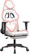 vidaXL 3143684 Gaming Chair with Footrest White / Pink