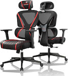 Eureka Ergonomic Norn Καρέκλα Gaming Δερματίνης με Ρυθμιζόμενα Μπράτσα Κόκκινη