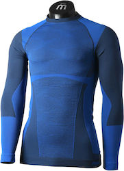 MICO 1850 Warm Control Skintech - Men's long sleeves round neck Underwear - Blue Piombo