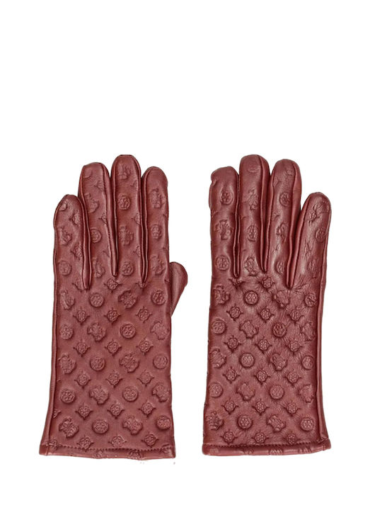 Guess Μπορντό Γυναικεία Δερμάτινα Γάντια