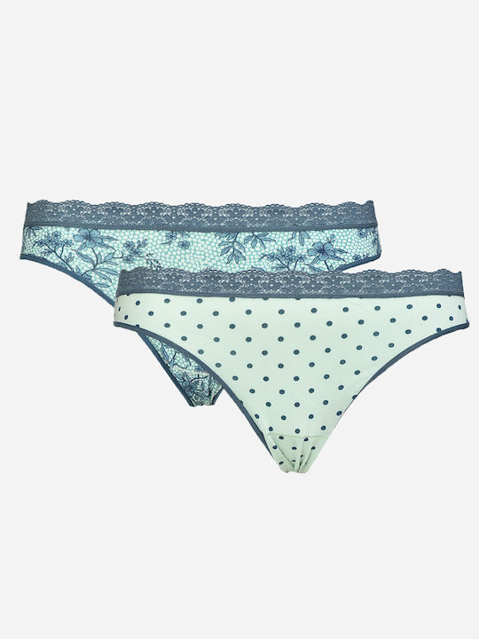 Apple Boxer Women's Slip 2Pack with Lace Turquoise