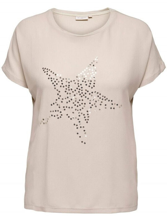 Only Damen T-shirt Beige