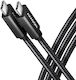 Axagon Braided USB 3.1 Video Cable USB-C Male - USB-C 100W PD Black 1m BUCM32-CM10AB