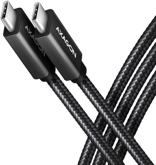 Axagon Braided USB 3.1 Video Cable USB-C Male - USB-C 100W PD Black 1m BUCM32-CM10AB