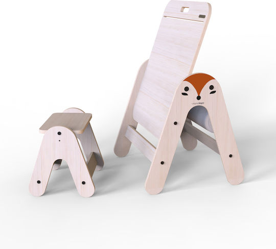 Fox Kids Table and Chairs Set made of Wood Beige Mamatoyz
