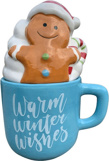 Marva Sweet Τreat Weihnachtliche Becher Hellblau Weihnachtlich Becher Hellblau L17xB14xD20cm. Mit Deckel