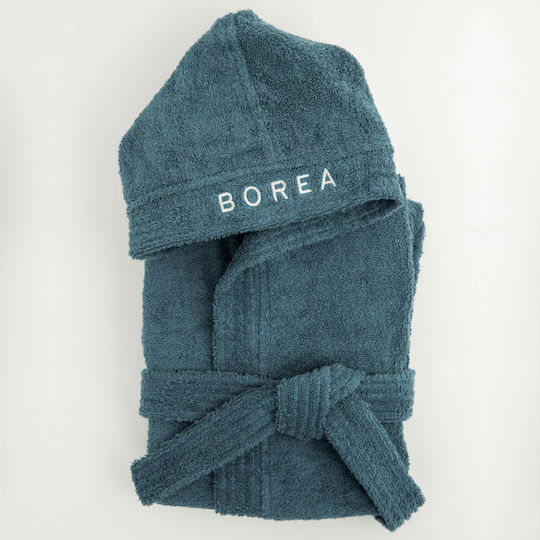 Borea Kids Hooded Bathrobe Teenager Petrol