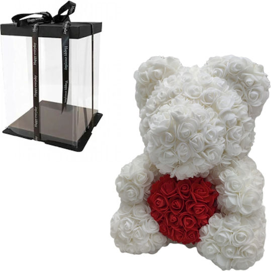Teddybär aus künstlichen Rosen Weiß 40cm in Box Fly Digital