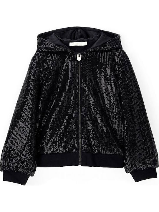 Kinderstrickjacke mit Kapuze Schwarz