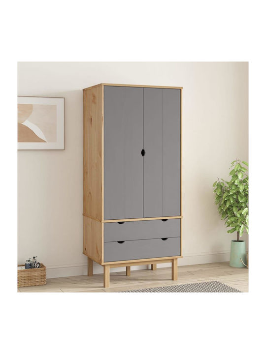 Double Door Wardrobe Natural / Grey 76.5x53x172cm
