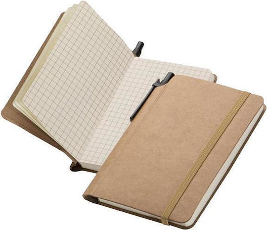 Macma Werbeatrikel Notebook 80 Sheets A6 Square with Elastic and Pen Holder Brown