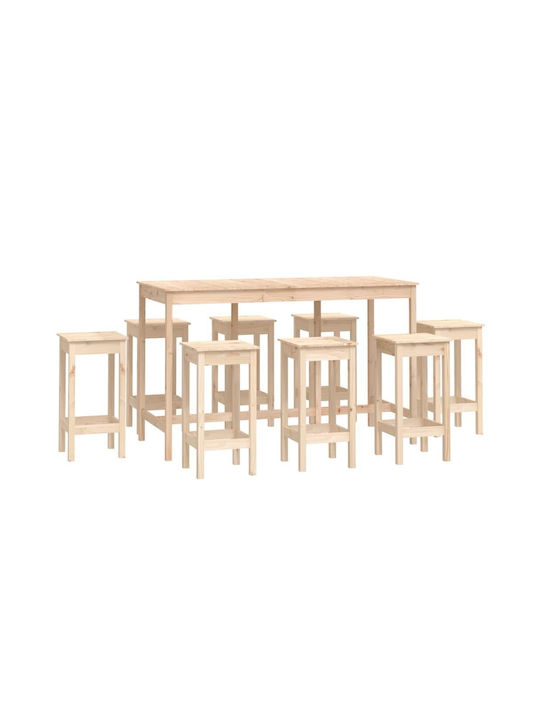 Dining Room 9pcs Natural 180x80cm