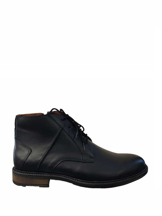 Men's Black Leather Boots - Black