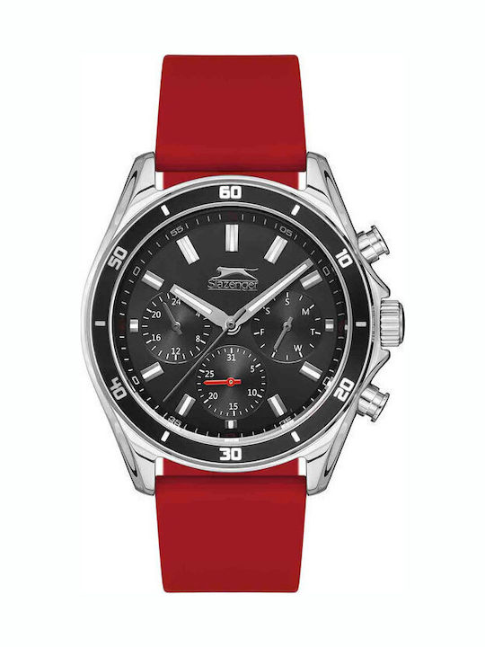 Slazenger Men's Watch 45mm Chronograph Battery with Red Rubber Strap