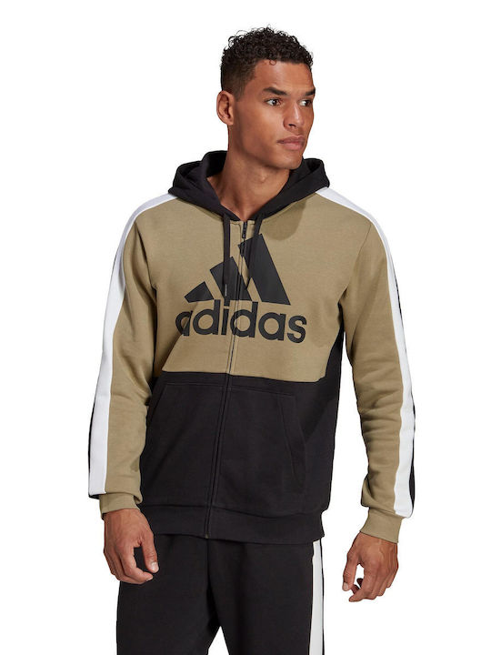 Adidas Sportswear Essentials Colorblock Jachetă cu fermoar pentru bărbați cu glugă Verde