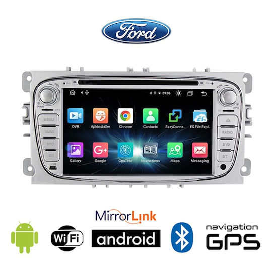 Auto-Audiosystem für Ford Focus / Mondeo / C-Max / S-Max / Transit 2007 - 2011 (Bluetooth/USB/WiFi/GPS/Apple-Carplay/Android-Auto/Notenblätter) mit Touchscreen 7"