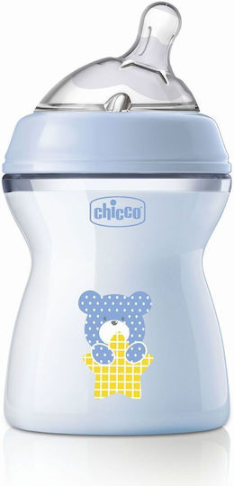 Chicco Πλαστικό Μπιμπερό Natural Feeling Κατά των Κολικών με Θηλή Σιλικόνης για 2+ μηνών Μπλε Ciel 250ml