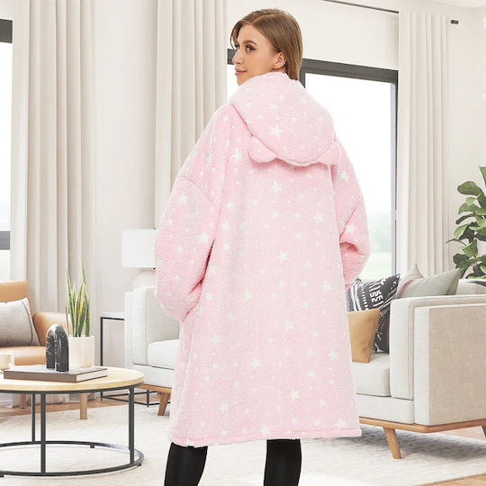 Huggle Plush Κουβέρτα με Μανίκια 70x90εκ. Starry Night Pink