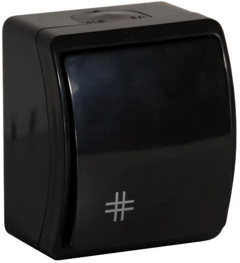 Orno Waterproof Wall-Mounted Single Switch with Frame Medium Black