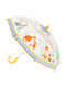 Djeco Kids Curved Handle Umbrella Mom and Baby with Diameter 70cm Transparent