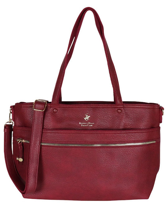 Beverly Hills Polo Club Damen Tasche Shopper Schulter Burgundisch