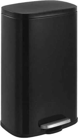 Ready Waste Bin from Inox Steel with Pedal Black 50lt