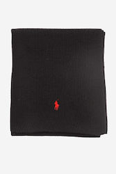Ralph Lauren Κεντημένο Λογότυπο Μαύρο Ανδρικό Κασκόλ Μάλλινο Μαύρο