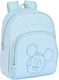 Mickey Mouse Clubhouse School Bag Trolley Kindergarten with Water Bottle Holder Light Blue 28 x 10 x 34cm
