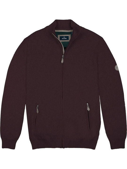 Double Herren Strickjacke Burgundisch
