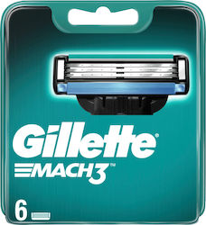 Gillette Mach3 Ανταλλακτικές Κεφαλές με 3 Λεπίδες & Λιπαντική Ταινία 6τμχ