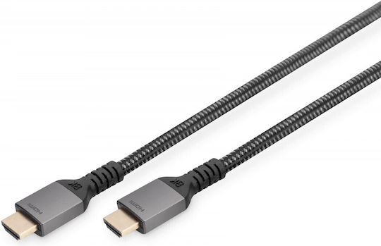 Digitus HDMI 2.1 Ultra High Speed 48Gbps 4K 120Hz HDR VRR Braided Cable HDMI Male - HDMI Male 3m Black