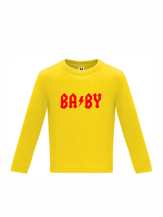 Baby Long Sleeve "BABY, ACDC Fan", Lemon