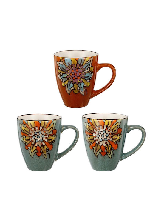 Artekko Blossom Ceramic Cup Multicolour 3pcs