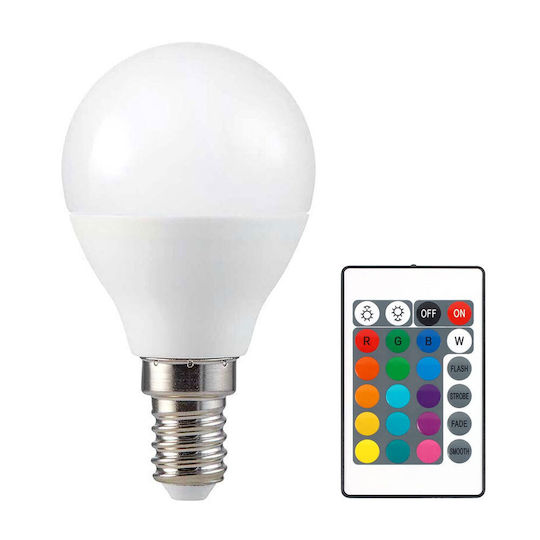V-TAC Smart Λάμπα LED 4.8W για Ντουί E14 και Σχήμα P45 RGBW 470lm Dimmable