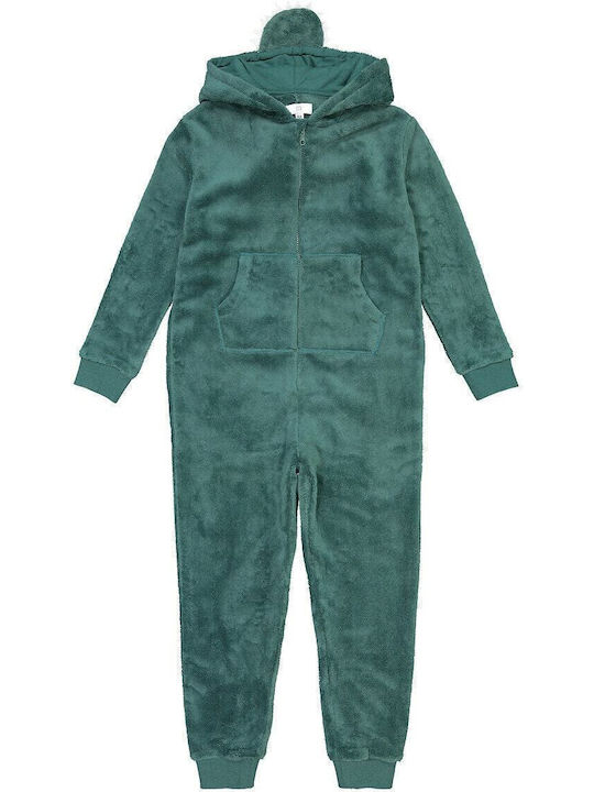 La Redoute Collections Παιδική Πιτζάμα Ολόσωμη Χειμωνιάτικη Fleece Πράσινη