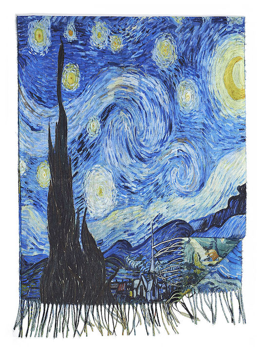 Sequoia Pashmina cu două fețe pentru femei Starry Night 06-19 albastru