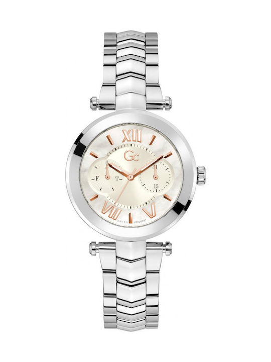 GC Watches Illusion Γυναικείο Ρολόι 36mm Μπαταρίας με Ασημί Μεταλλικό Μπρασελέ