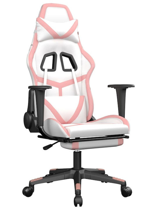 vidaXL 345442 Gaming Chair with Footrest White / Pink