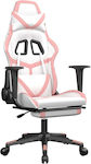 vidaXL 345442 Καρέκλα Gaming Δερματίνης με Υποπόδιο Λευκό/Ροζ