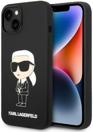 Karl Lagerfeld Ikonik NFT Logo Umschlag Rückseite Silikon Schwarz (iPhone 14 Plus)