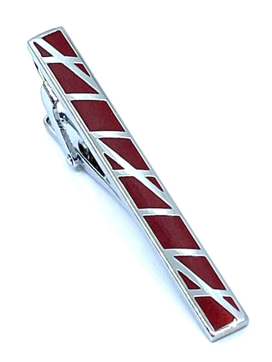 Silberne Krawattenklammer mit burgunder Emaille 5,5 cm