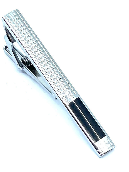 Silver Tie Clip with Black Enamel 5.5 cm