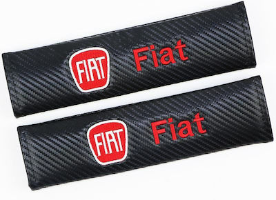 Set of 2pcs Car Seat Belt Pads Black Carbon Fiat