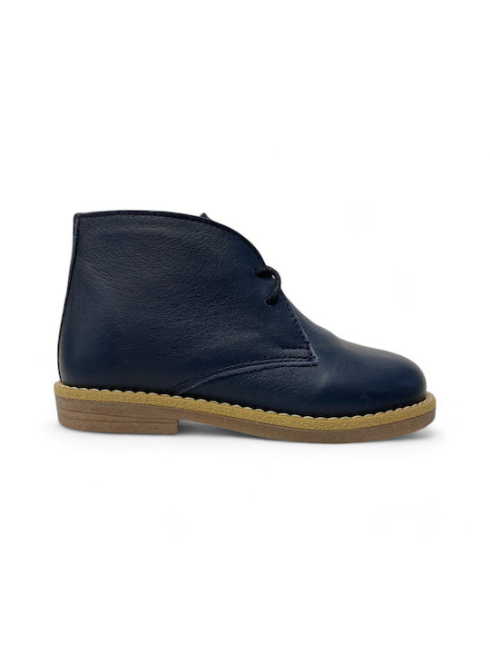 Children's leather boot in blue color